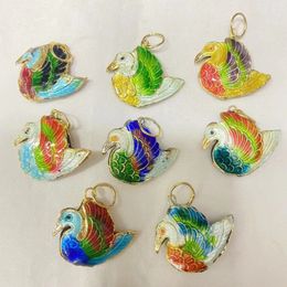 Colorful Cloisonne Enamel Cute Swan Charms Wholesale Traditional Handicrafts Animal Pendants DIY Jewelry Accessories 10pcs /lot