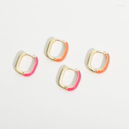 Stud Earrings 2023 Fashion Women Simple French U Shaped Asymmetrical Colour Stitching Earring Elegant Party Colourful Oval