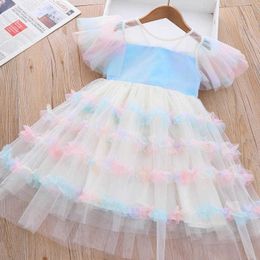 Girl's Dresses Girls Princess Dress 2023 Summer New Rainbow Girl Fashion Cake Fluffy Skirt Kids Dress Party Dress for Kids Girl AA230531