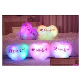 Cushion/Decorative Pillow Xmas Luminous Cute 30Cmx30Cm Star Heart Bear Paw Led Light Plush Night Kids Cushion Christmas Toys Dh0198 Dhjcz