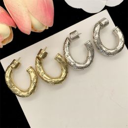 Letter Engraved Earrings Womens Luxury Designer Brand Jewellery Classic Ornaments Girls Jewelry Wedding Accessories High Quality