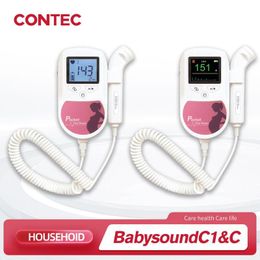 Monitors CONTEC Foetal Doppler Heart Beat Monitor Backlight LCD Pink Colour with 2Mhz 3mhz 8Mhz Probe Baby Heart Beat Monitor Probe