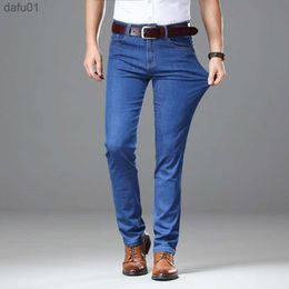 Men's Pants Mens Classic Relaxed Fit Flex Jean 2022 Summer New Thin Comfortable Fashion Business Casual Jeans Denim Pants Trousers L230520