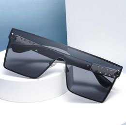 New one-piece large frame metal square sunglasses men's luxury brand glasses unisex sunscreen sunshade mirror wholesale