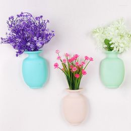 Vases 1PC Creative Plastic Flower Vase Wall Hanging Room Decor Pot Container Plant Floret Bottle DIY Home Decoration