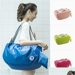 Other Home Storage Organisation Waterproof Foldable Portable Shoder Bag Fashion Outdoor Travel Backpack Solid Zipper Nylon Durable Dh2Rd