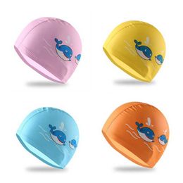 Swimming caps 1-10 year old cartoon animal children's Elastic boy Gilrs Long hair waterproof swimming pool cap P230531