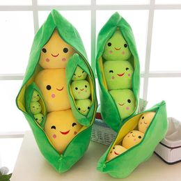 Plush Dolls 1pc Pea pod plush toy cute bean pea shape sleeping pillow creative holiday gift can be cleaned disassembled filled plant doll 230530