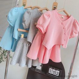 Clothing Sets Girls Summer Short Sleeve T-shirt TopsandShorts Fashion Children Casual Clothes Suits Outfits Set 6 7Y