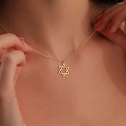 Pendant Necklaces Minimalist Vintage Star Of David Necklace Stainless Steel Jewish Symbols Men's Religious Amulets Jewellery Gifts