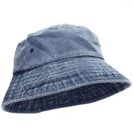 Berets Washed Denim Bucket Hats Flat Top Sun Hat Summer Outdoor Sunscreen Beach Fishing Hunting Cap Unisex Hip Hop Panama Caps