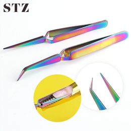 Tools Professional Acrylic Nail Shaping Extension Tweezers Cross Lock Reverse Curved Straight Eyelash Extensions Tweezers Tools FBY12