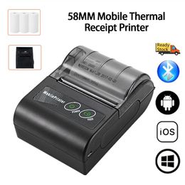 Printers Mini Portable Printer Thermal Wireless Receipt 58mm Bluetooth Mobile Printer Machine For Small Business Printers For Computers