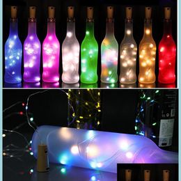 Christmas Decorations Wine Bottle Cork Lights String 2M 20 Led Battery Power For Party New Year Halloween Bar Decor Drop Del Dhg8F