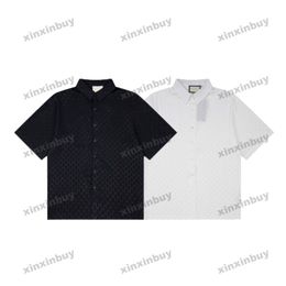xinxinbuy Men designer Tee t shirt 23ss Letter jacquard silks Fabric short sleeve cotton women white black XS-2XL