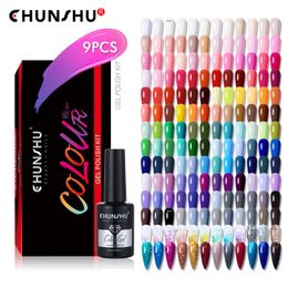 Gel CHUNSHU Colour Nails Art Gel Polish Lacquer Nail Kit Supplies for Professionals 9Pcs Soak Off UV LED High Pigment Gel Nail Polish
