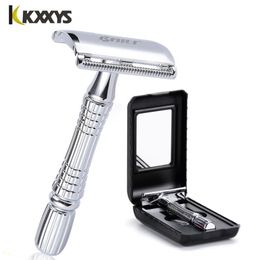 Blades Short Handle Classic Safety Razor Double Edge Mens Shaving Steel Razor Gift Box Pack Cure Handle 1 Razor +1 Blade