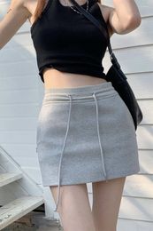 Skirts Elastic Waist Mini Women Lace Up Sheath Bodycorn Pencil Skirt Shorts Streetwear Sexy Clubwear Slim Elegant Y2K Girls