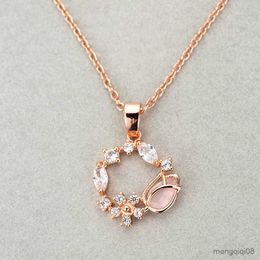 Pendant Necklaces Sweet Flowers Necklace For Women Charm Zircon Crystal Chain Jewelry Girls Party Gifts