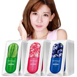 Face Bioaqua 30pcs Moisturising Blueberry Cherry Aloe Jelly Mask Sleeping Mask Face Wrapped Masks Oil Control Smooth Tender Skin Care