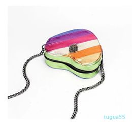 Designer Women's bag colliding with colorful rainbow panels chain cross-body bag owl bird head shoulder bag