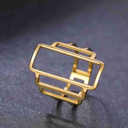 Band Rings Stainless Steel Rings Simple Rectangle Geometric Design Fashion Ring For Women Jewelry Engagement Anniversary Party Girls Gifts J230531