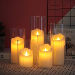 Candle Holders Glass Candlestick Home Decor Creative Transparent Cylindrical European-Style Furnishing Articles Wedding Decoration
