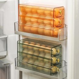 Storage Bottles Egg Box Transparent Automatic Sliding Holder 3 Layers Kitchen Tray Fridge Side Door Case Daily Use