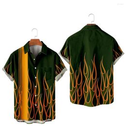 Men's Casual Shirts Dark Lcon Flame Shirt Men Vintage Street Men's Tops Summer Hawaiian Unisex Clothing Kids Fashion Cartoon Tees