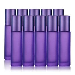 Lastoortsen 10pcs 10ml Essential Oils Roller Bottles Empty Refillable Colourful Frosted Glass Roll on Bottles Aromatherapy Perfume