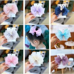 Hair Accessories 10pcs/lot Fashion Snow Yarn Tiara Temperament Lace Ball Hairpin Candy Colour Bow Horsetail Clip