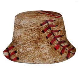 Berets Vintage Baseball Ball Red And White Sports Korean Caps Funny Beach Bucket Hats Player Personalize Lover