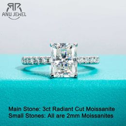 Band Rings AnuJewel 3ct D Color Radiant Cut D Color Moissanite Engagement 925 Sterling Silver Rings For Woman Fine Jewelry Wholesale J230531