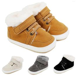 First Walkers Fashion Little Boys Girls Boots Infant Babys Autumn Winter High Top Warm Plush Soft Cotton Shoes Toddler