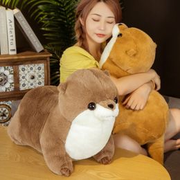 Plush Pillows Cushions Simulation Cute Lutra Toys Stuffed Realistic Otter Animal Doll Soft Seal Pillow for Kids Girls Birthday Gift 230531