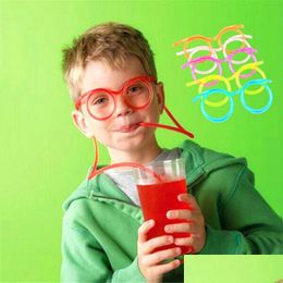 Drinking Straws Creative Fun Child Glasses St Soft Plastic Flexible Sts Tube Tool Kid Party Supplies Bar Accessories Drop Delivery H Dhjit