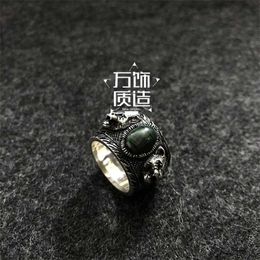 20% off 2023 New designer jewelry bracelet necklace Sterling Old rattan Green Malachite head ring for men women