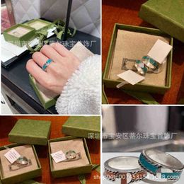 2023 New designer jewelry bracelet necklace ring glue dropping men's women's rings buckle each other. Love green enamel Sterling couple ringnew jewellery