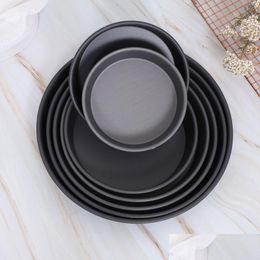 Baking Dishes Pans Round Deep Pizza Pan Tray 6/7/8/9/10/11/12 Inch Nonstick Plate Dish Household Metal Tool Mould Mod Dbc Drop Deli Dhciu