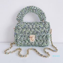 Designer Evening Bags Trendy Knitted Colourful Crochet Crossbody Shoulder Bag Personalised Luxury Woven Handmade Handbag Women 2023
