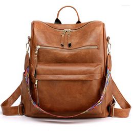 School Bags 2023 Vintage Backpack Women High Quality Leather Large Capacity For Teenage Girls Travel Backpacks