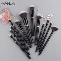 Brushes RANCAI Black Makeup Brushes 12 Pcs Set Professional High Quality Eye Face Cosmetic Eyeshadow Make Up Brush Tool Kit Instrument