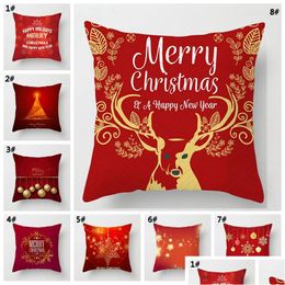 Pillow Case Merry Christmas Decoration Cushion Er Red Santa Soft Xmas Home Dbc Drop Delivery Garden Textiles Bedding Supplies Dhfrg