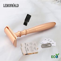 Blades LEMONWALD Safety Razor Long Handle Double Edge Safety Wet Razor Men Razors With 5 Blade