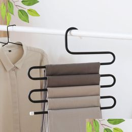 Hangers Racks Stainless Steel Mti Functional Magic Space Saving Clothing For Closet Organisers Jeans Scarf Trouser Tie Towel Drop Dhfw9