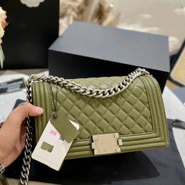 25CM Designer Boy Girls Crossbody Shoulder Bags Classic Mini Flap Quilted Caviar Leather Cowhide Silver Metal Hardware Handbags For Women Casual Sacoche Purse