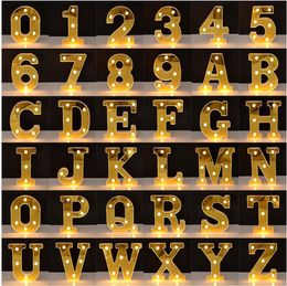 Gold White Luminous 26 English LED Letter Night Light Alphabet Number Lamp Christmas Wedding Birthday Party Propose Decoration