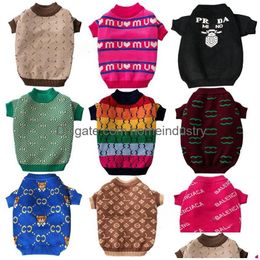 Dog Apparel Designer Clothes Brands Winter Warm Pet Sweater Knitted Turtleneck Cold Weather Pets Coats Puppy Cat Plover Clothing For Dhaqu