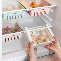 Storage Boxes Bins Adjustable Kitchen Fridge Storage Rack Home Organiser Food Container Refrigerator Drawer Storage Boxes Rack Retractable Shelf 230531