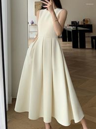 Casual Dresses Fashion Korean Women Summer Party Dress Vintage A-Line Solid Elegant Birthday Prom Vestidos Female Chic Sundress Mujers